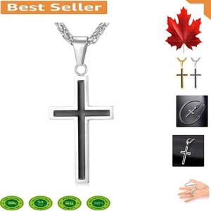 Two-Tone Cross Pendant with Resizable Chain - Religious Stainless Steel Jewelry - Bild 1 von 10