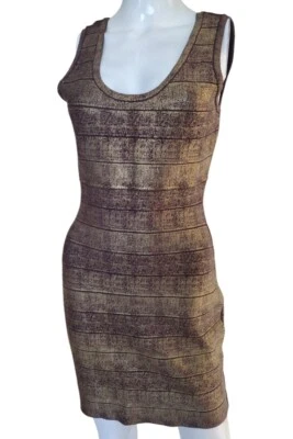 HALE BOB Mini Dress Women Medium Metallic Bandage Bodycon Knit Cocktail Party - Image 1 of 4