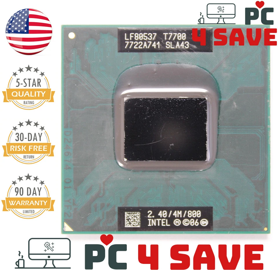 Intel Core 2 Duo Mobile T7700 2.40GHz 4MB Socket P Laptop Processor SLA43 SLAF7 - Image 1 of 1