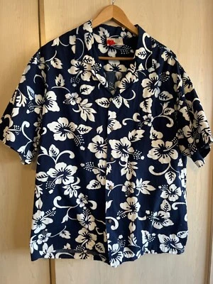 ALI'I Fashions 夏威夷衬衫 XL 蓝色白色花卉阿罗哈棉 — 第 1/4 张图片