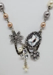 American Eagle Outfitters AEO Necklace Faux Pearl Rhinestone Charm Design 20" - Picture 1 of 9