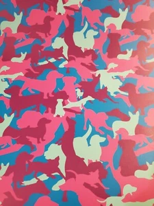 Animal Dog Camo Print Pattern Vinyl Print HTV heat transfer 18" roll x 4.5 yards - Picture 1 of 3
