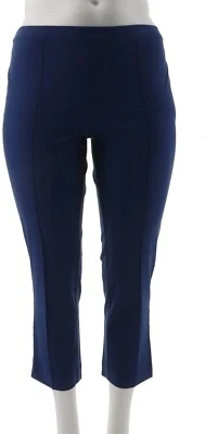 Calça Isaac Mizrahi 24/7 elástica tornozelo Pintuck Royal Navy P2 nova sem etiquetas (692) - Imagem 1 de 2