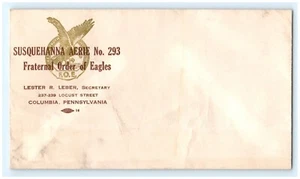 Sobre Susquehanna Aeri Nº 293 Orden Fraterna de Águilas - Imagen 1 de 2