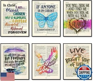 Set of 6 - Colorful Christian Bible Verse Page Art Prints, Unframed, Ephesian - Picture 1 of 5