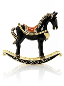 Keren Kopal Rocking Horse Hand made  Trinket box Decorated &Austrian Crystals - Picture 1 of 20