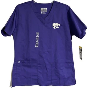 NWT WonderWink Unisex Scrub Top Size Small - Purple Kansas State Wildcats - Picture 1 of 4