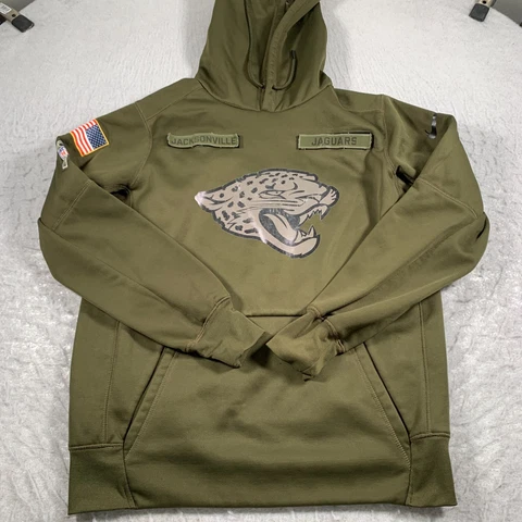 Jacksonville Jaguars Hoodie Mens Green Team Issued Salute to Service Nike Cover