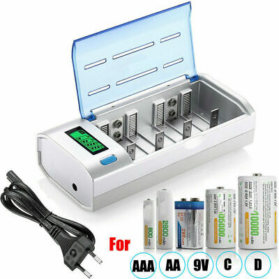 Universal Akku Ladegerät LCD Batterieladegerät Für AA AAA SC C D 9V NI-MH NI-CD • 20.44€
