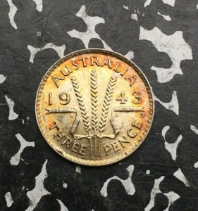 1943-D Australia 3 Pence (46 Available) Silver! Beautiful Toning! (1 Coin Only)  - Picture 1 of 10
