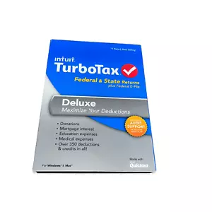 Intuit Turbotax Deluxe 2013 Federal Returns Plus E-File Turbo Tax PC/MAC - Picture 1 of 4