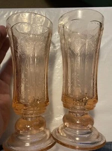 Indiana Glass Recollection Pink HurricaneVase42002Repro Madrid Depression Lot 2 - Picture 1 of 9