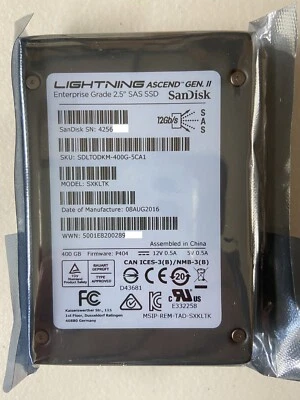 NEW SanDisk Lightning Ascend GEN II  SDLTODKM-400G-5CA1 SXKLTK 2.5" SSD 400GB - Image 1 of 3