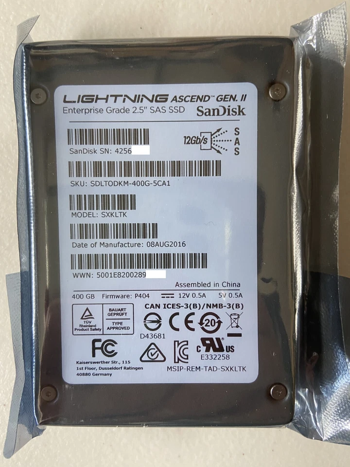 NEW SanDisk Lightning Ascend GEN II  SDLTODKM-400G-5CA1 SXKLTK 2.5" SSD 400GB - Image 1 of 3