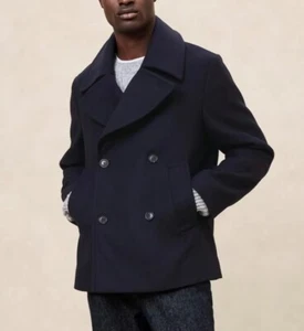 NWT BANANA REPUBLIC MEN WOOL BLEND PEA COAT Outerwear Coat Jacket | Size L |$250 - Picture 1 of 8