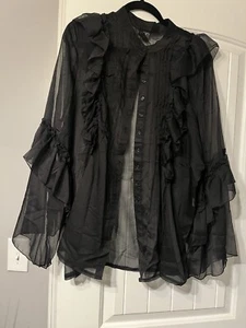 Doppelherz transparente Rüschen Bluse 3x Boho Chic Western Goth dunkel romantisch - Bild 1 von 9