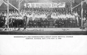 Postcard: Biederwolf  Rodeheaver Great Union Revival Chorus, Newton, Kansas 1908 - Picture 1 of 2
