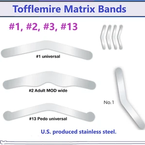 Bandes matricielles dentaires en acier inoxydable Tofflemire #1, #2, #3, #13 - Jusqu'à 144/pkg - Photo 1/2