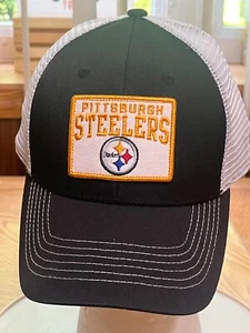 Ropa del equipo de la NFL PITTSBURGH STEELERS NEGRO BLANCO MALLA ESPALDA SNAPBACK - Imagen 1 de 7