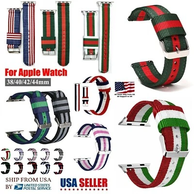 Cinturino sportivo nylon a strisce per Apple Watch serie 7 6 5 4 3 41/45 mm iWatch SE - Immagine 1 di 4