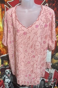 Roaman's Women's Plus Size Pink Floral Embroidered ~Tunic Top~26W~NWT - Picture 1 of 8
