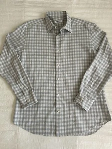 Piatelli Barney’s New York Men’s Grey White Plaid Dress Shirt Size Large - Picture 1 of 13