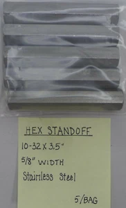 (5) Hex Standoff 10-32 X 3.5" Stainless Steel - Picture 1 of 2