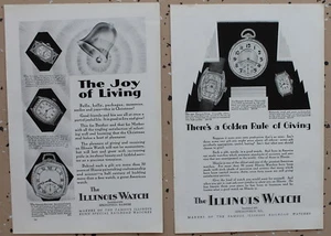 2 x 1928 The Illinois Watch Watches Vintage Mag Print Ads - Picture 1 of 1