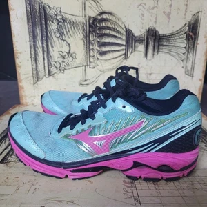 Sz 6m Mizuno Womens Wave Rider 16 Running Shoes Green Mesh Lace Up Sneakers  - Picture 1 of 19