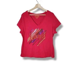 Vintage Coogi Women’s Beaded Logo Top Size 2X Cotton Stretch Hip-Hop Streetwear - Picture 1 of 7