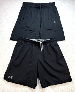 2 Stück Under Armour Shorts Herren XL schwarz Sport Gym Logo Kordelzug - Bild 1 von 13
