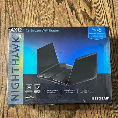 NEW NETGEAR - Nighthawk AX6000 WiFi 6 Router  6Gbps (RAX120) 2.4 and 5 GHz - Image 1 of 4