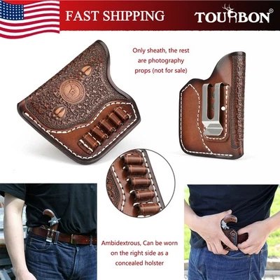 Mini funda de cinturón revólver TOURBON de cuero para tiro NAA .22 con soporte de munición-R/L Foto 1 de 4