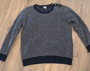 Vintage LL Bean Norwegian Crew Neck 100% Cotton Navy/White Sz L - Picture 1 of 4