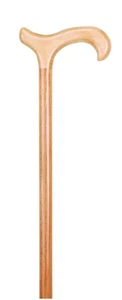 Durable WoodenNatural Beech Derby HandleCrook Stick with Rubber Ferrule - Picture 1 of 1