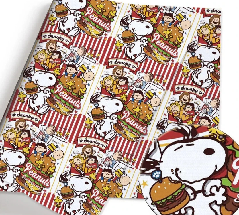 Snoopy Woodstock fast food burger polycotton Fabric Half Yard (18” x 55”) 48261 - Imagem 1 de 1