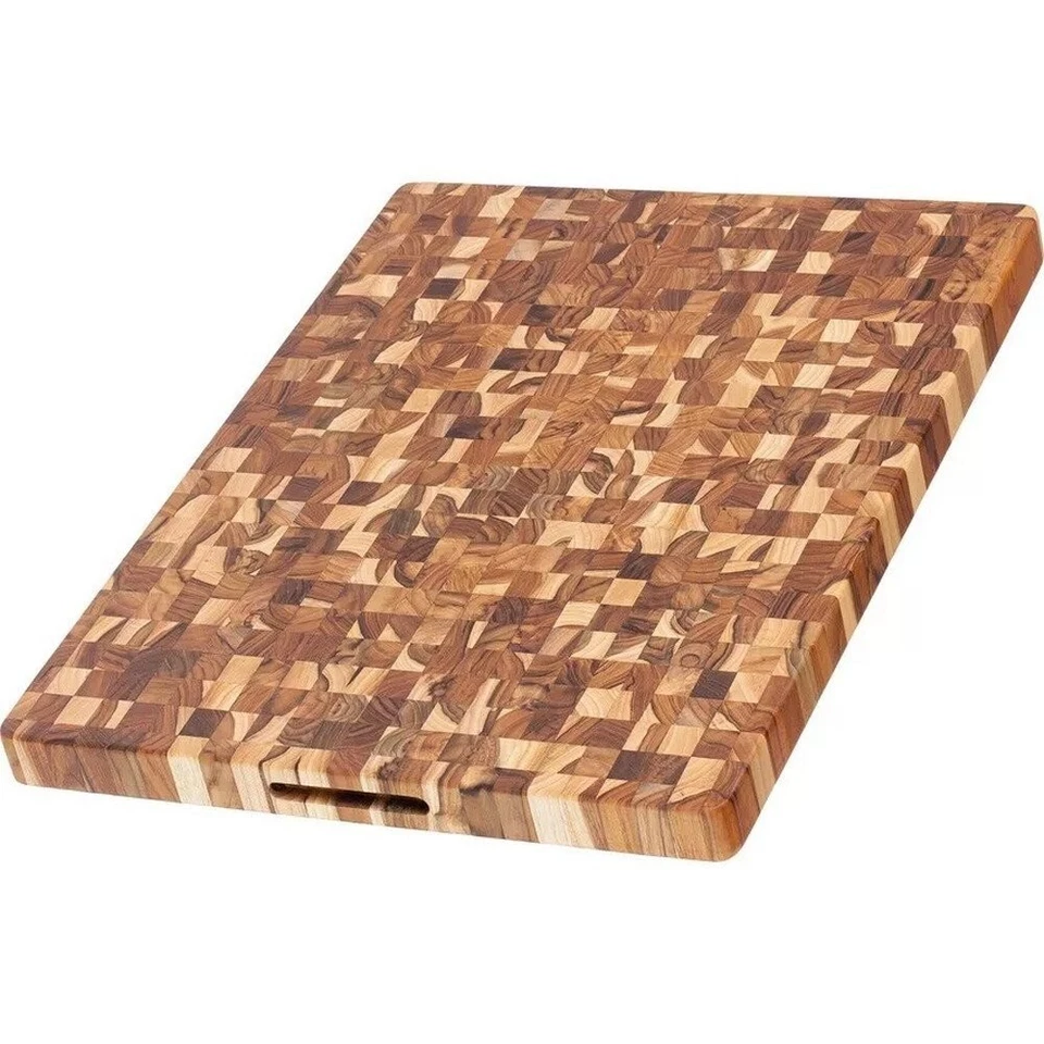 Teak Haus Butcher Block HD Cutting Board FSC Sustainable Teakwood Hand Grip S332