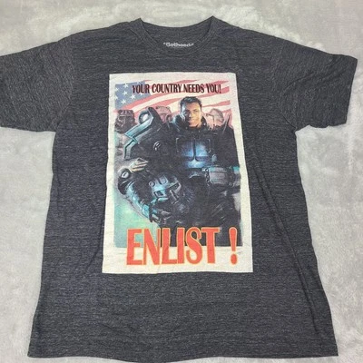 Bethesda Fallout 4 Game ENLIST! Flier Short Sleeve T Shirt Dark Gray Size Medium - Image 1 of 4