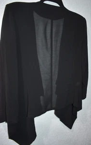 Calvin Klein Shrug Jacket Large Black Semi Sheer Drape Formal Cropped Sleeve - Picture 1 of 18
