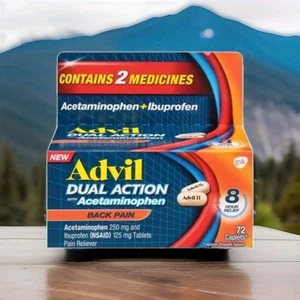 Advil Dual Action With Acetaminophen Back Pain 72 Caplets New In Box - Picture 1 of 1