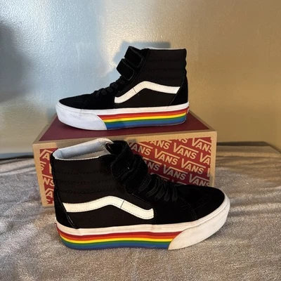 Sk8-Hi Platform Pride Rainbow Black True Whit Women’s 7.5 Vans With Box  - Image 1 of 4