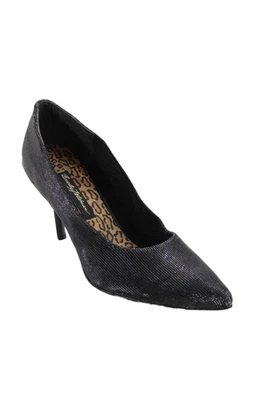 Beverly Feldman Womens Pointed Toe Slide On Pumps Black Metallic Size 8 Medium - Image 1 of 4