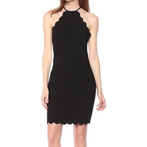 Likely Everly Scalloped Sleeveless Halter Mini Sheath Little Black Dress 8/Small - Picture 1 of 14