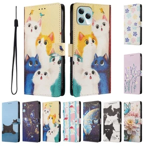 Cat Flower Wallet Cover Case for Huawei P80 P60 P50 P30 P40 Pro Mate 60 Nova 14 - Picture 1 of 27