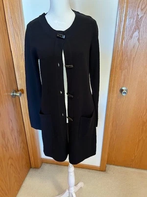 Cárdigan suéter Ellen Tracy para mujer mezcla de lana merino negro botón palanca talla M Foto 1 de 4