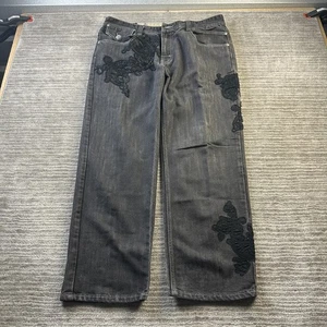 Delf Jeans Mens 38x32 Black Denim Pants Y2K Baggy Hip Hop Goth Mall - Picture 1 of 15