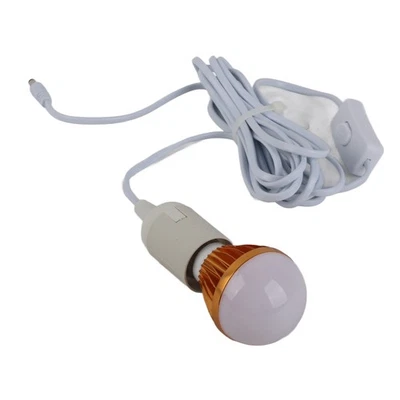E27 Ball Bulb Spiral LED Solar White Light For Camping Tent 12V 5W With 3meter - Image 1 of 4