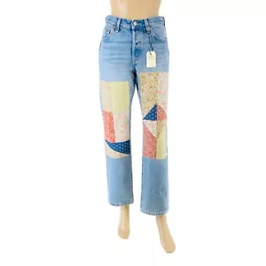 Levi's 501 Limited Edition Women Blue Relaxed Straight Patchwork Jeans W26 L30 - Picture 1 of 21
