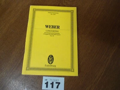 No.1205 CARL WEBER Concerto for Clarinet & Orchestra / Edition EULENBURG Score - Image 1 of 4