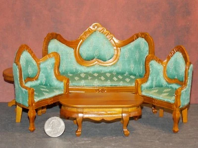 Juego de sillas de sofá victoriano miniatura para sala de muñecas escala 1:12 pulgadas D176 Foto 1 de 4